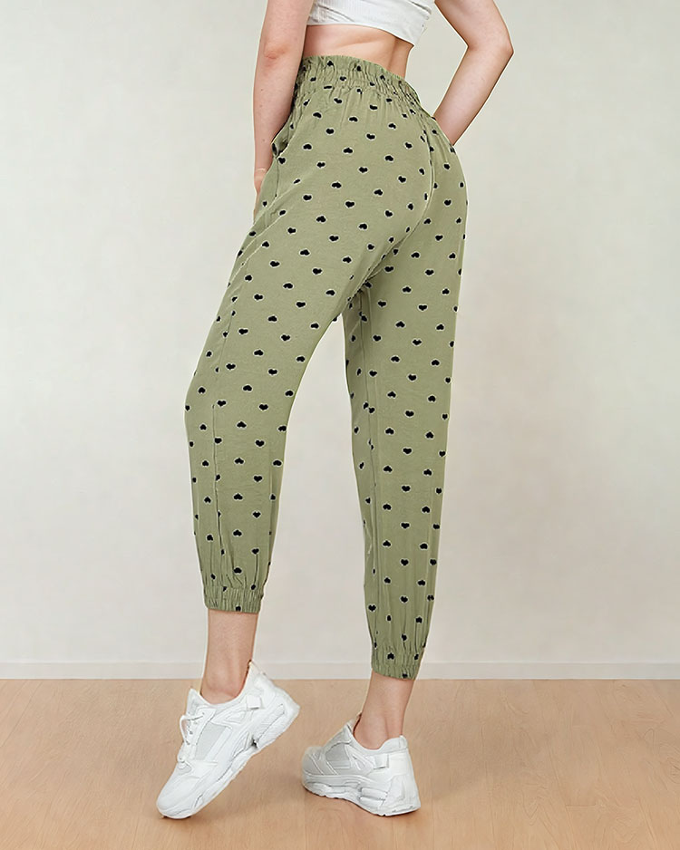 Royalfashion Дамски панталон от плат със сърца