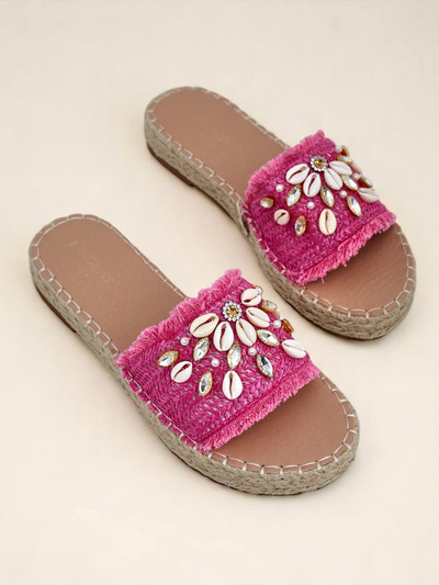 Дамски чехли Royalfashion Callista Фуксия на платформа с мидички