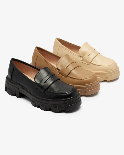 Дамски мокасини в бежово с плътна подметка Desika - Обувки