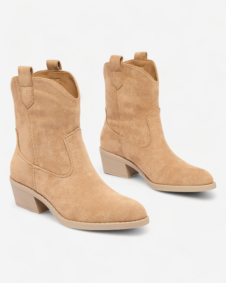 Royalfashion Светлокафяви дамски каубойски ботуши с изолация Bronco