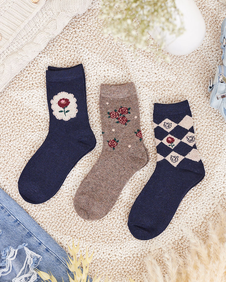 Royalfashion Комплект дамски чорапи с принт 3 броя