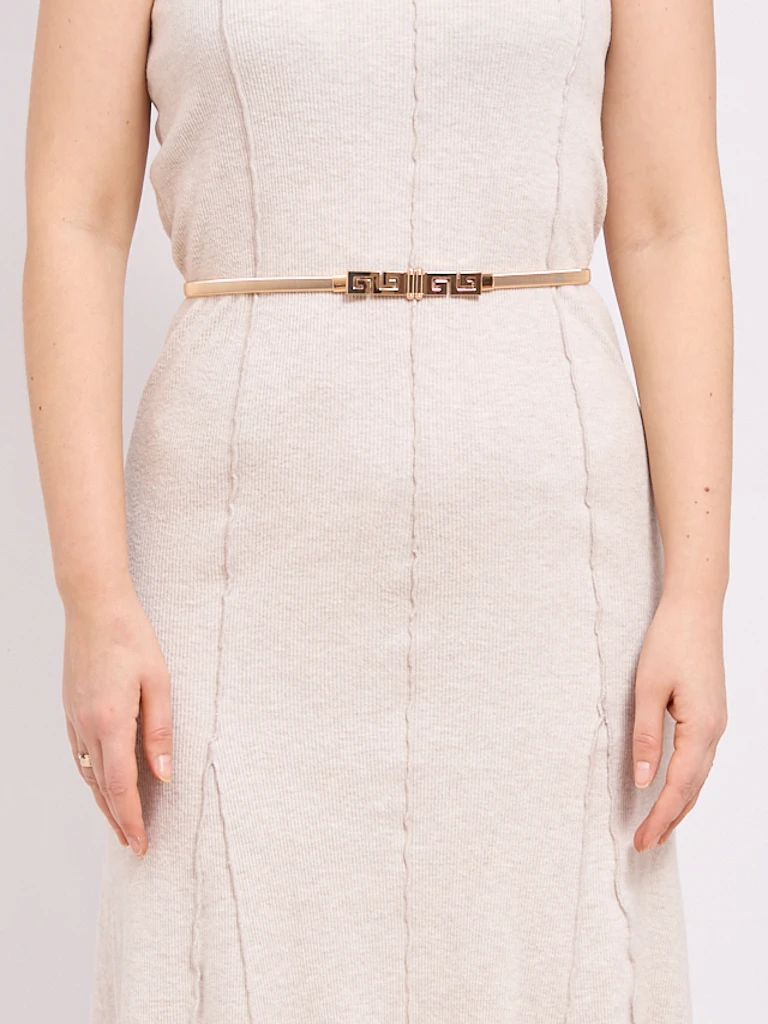 Златен метален дамски колан Minerva Elegante с гръцки мотив, 64-100 см