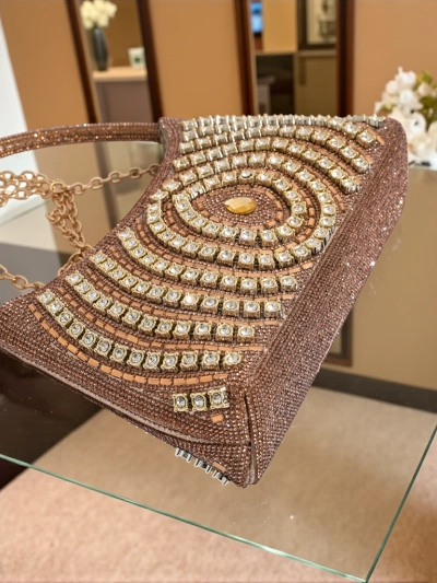 Royalfashion Дамска чанта тип клъч с цирконии Sova Glint