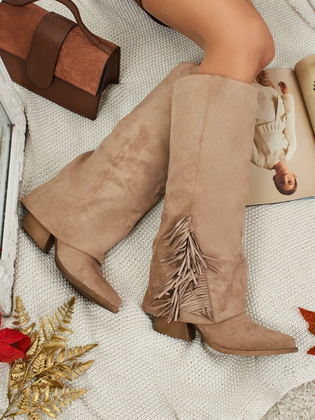 Дамски еко велурени ботуши с горна част Tauren