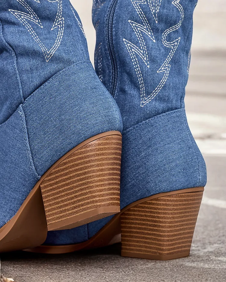 Royalfashion Дамски каубойски ботуши Lisso с ток