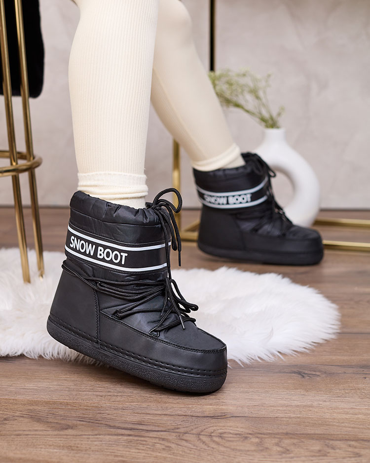 Royalfashion Черни дамски ботуши за сняг с венец Soblesia