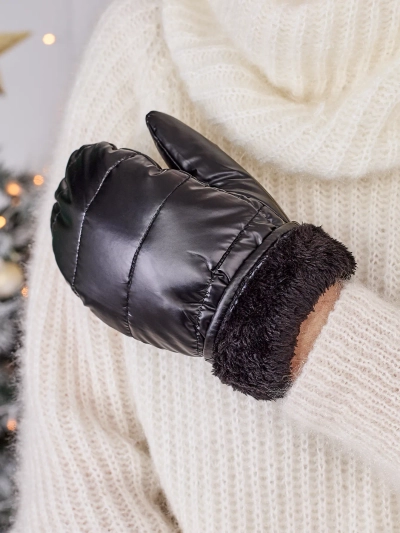 Royalfashion Дамски черни ръкавици