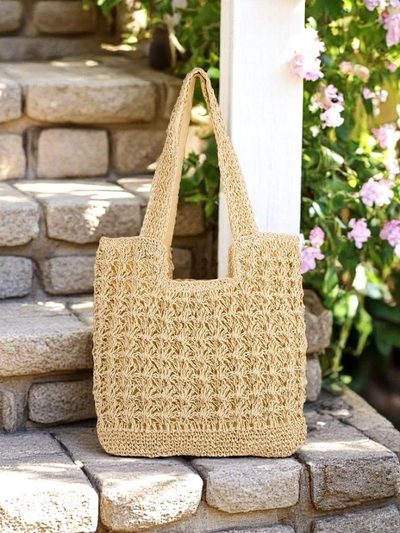 Royalfashion Голяма дамска сламена чанта Sunny Straw