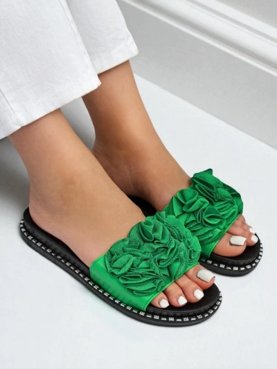 Royalfashion Дамски чехли с равна подметка Flora Verde