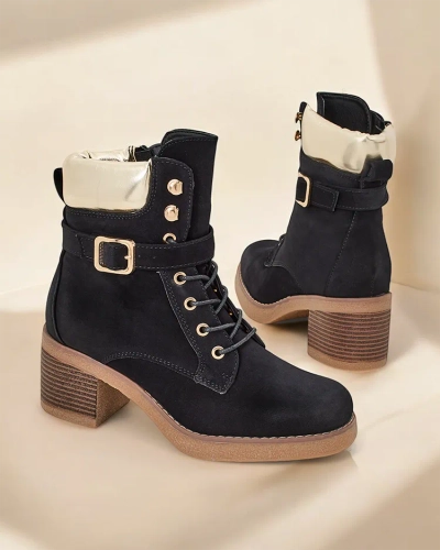 Royalfashion Дамски ботуши с нисък ток Неделин