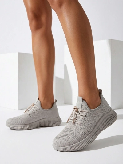 Aurelia Beige Royalfashion – Дамски бежови маратонки, плат, връзки