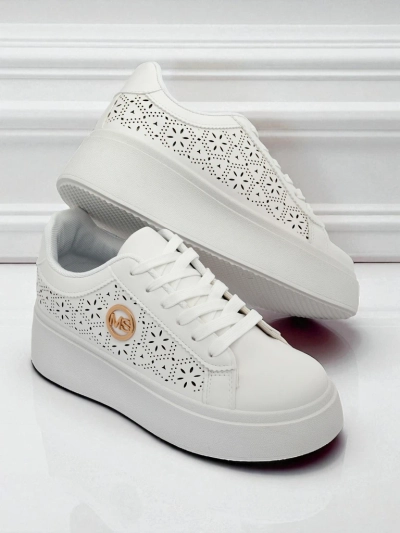Дамски сникърси Aelia Royalfashion на платформа бели ажурни екрю