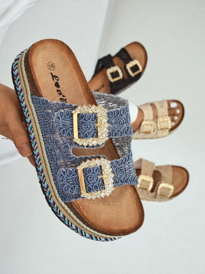 Royalfashion Дамски сандали с катарами с пайети GlamCork