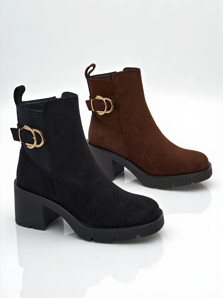 Дамски боти от еко велур на ток Solenya