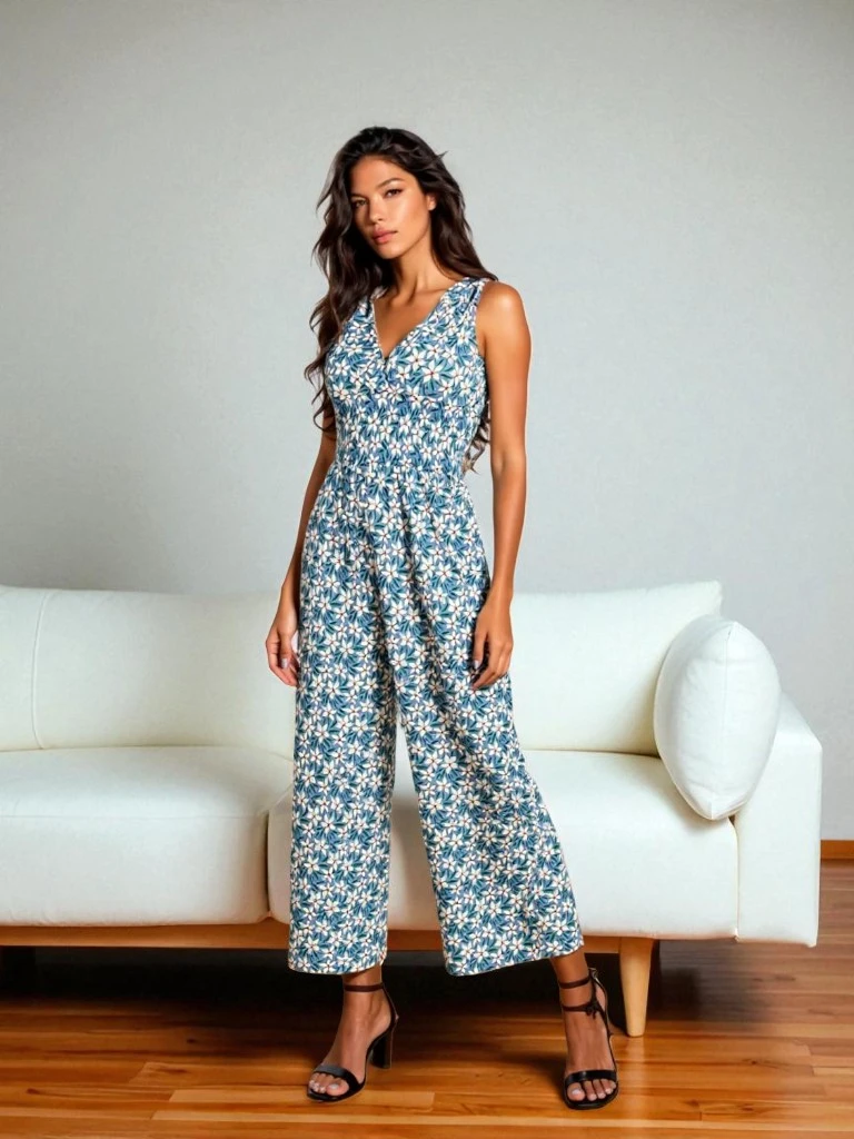 Royalfashion Дамски гащеризон с дълъг принт