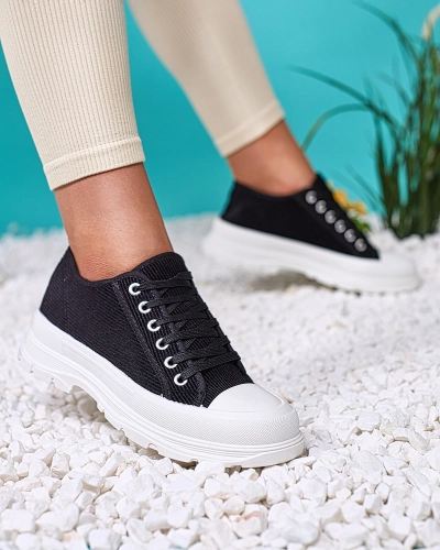 Royalfashion Черни дамски маратонки на платформа Spollero