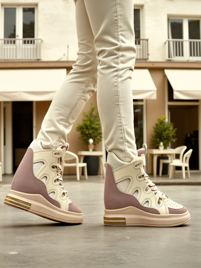 Royalfashion Високи спортни обувки за жени с скрит ток Облафи