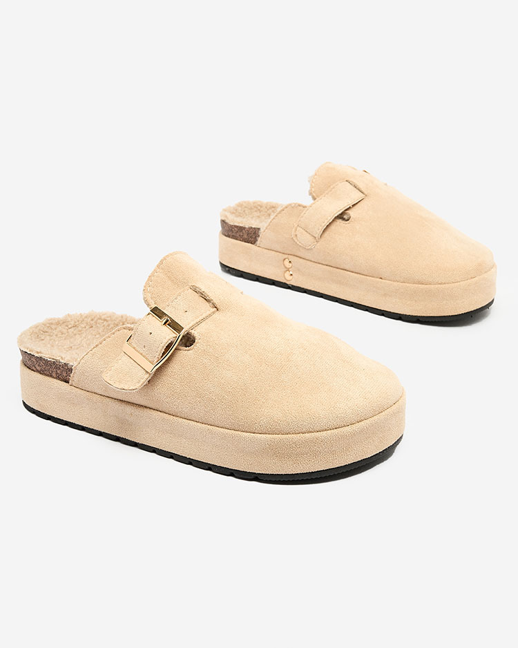 Royalfashion Дамски чехли с овча кожа и катарама Kajis