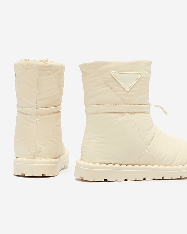 Дамски кремави ватирани ботуши за сняг с равна подметка Ferri - Обувки