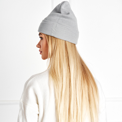 Szara damska czapka dwuwarstwowa typu beanie - Akcesoria