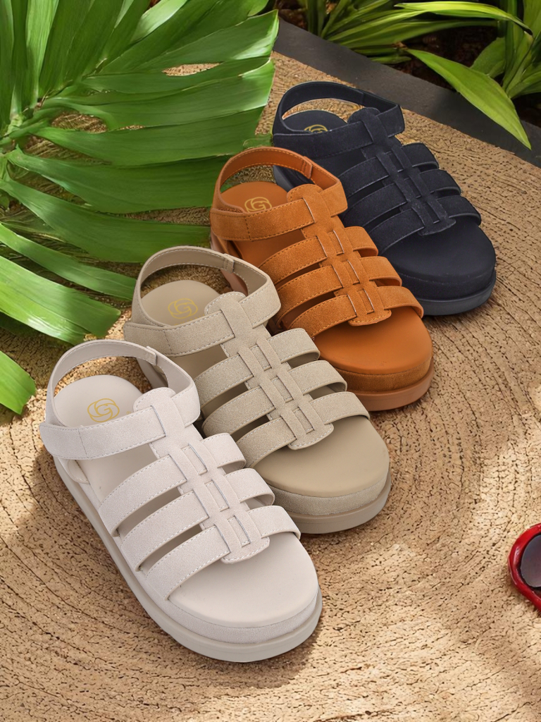 Дамски сандали Heraclea Royalfashion на платформа черни от еко кожа