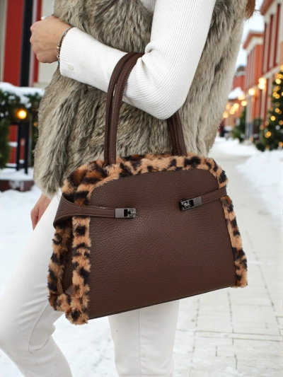 Малка дамска чанта от еко кожа с пантерка Panthory