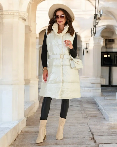 Royalfashion Дълга дамска жилетка a'la leather