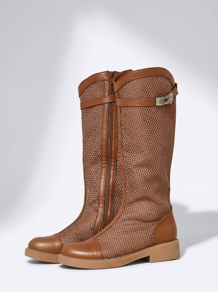 Royalfashion Високи перфорирани дамски боти Овиттоle