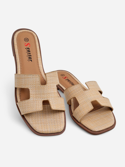 Дамски сандали бежови Letizia удобни плоски екологична кожа лято