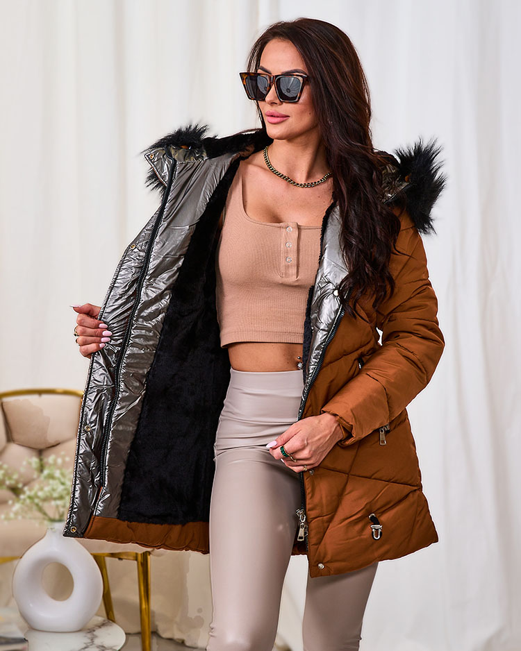 Royalfashion Кафяво дамско зимно яке