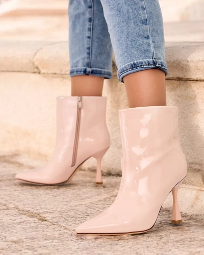 Royalfashion Loori лакирани дамски ботуши на ток