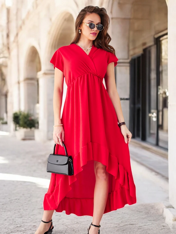 Midi рокля Royalfashion за жени с асиметричен подгъв