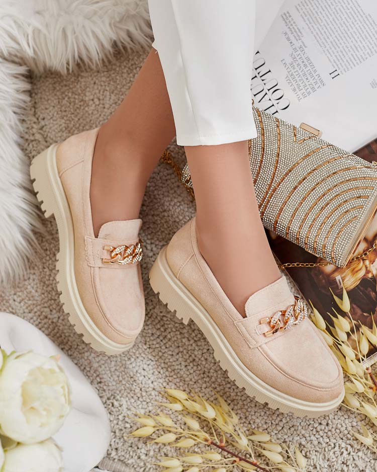 Royalfashion Дамски мокасини от еко велур с орнамент Lehels