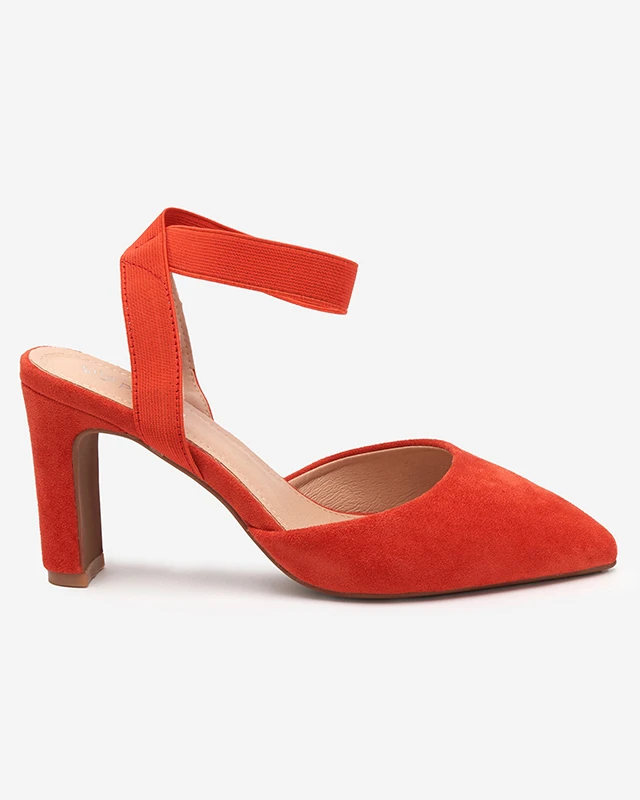 Sandały damskie na słupku w kolorze pomarańczowym Brossi- Obuwie