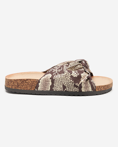 Brązowe klapki z kokardką Montiana - Obuwie