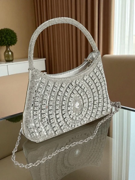 Royalfashion Дамска чанта тип клъч с цирконии Sova Glint