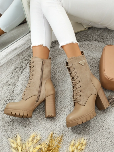 Дамски еко велурени боти на ток Event Bramble