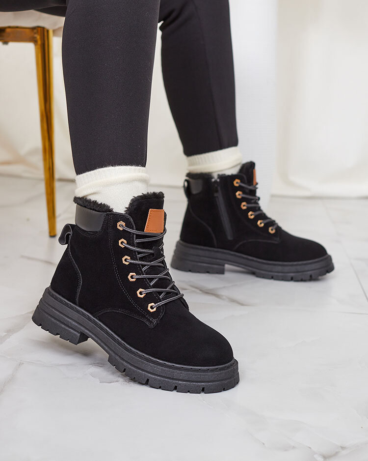 Royalfashion Черни дамски изолирани ботуши тип "трапер" Radoras