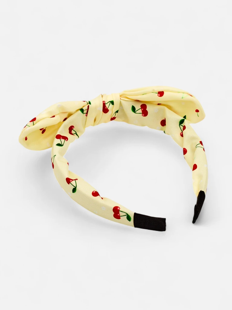 Royalfashion Детска лента за коса с панделка и принт на черешки
