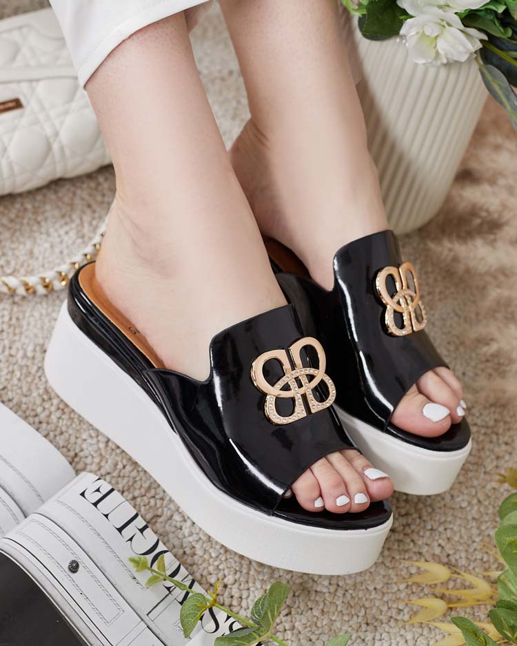 Royalfashion Лакирани дамски джапанки на Sailla