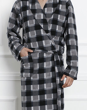 Сив мъжки халат на каре - Облекло