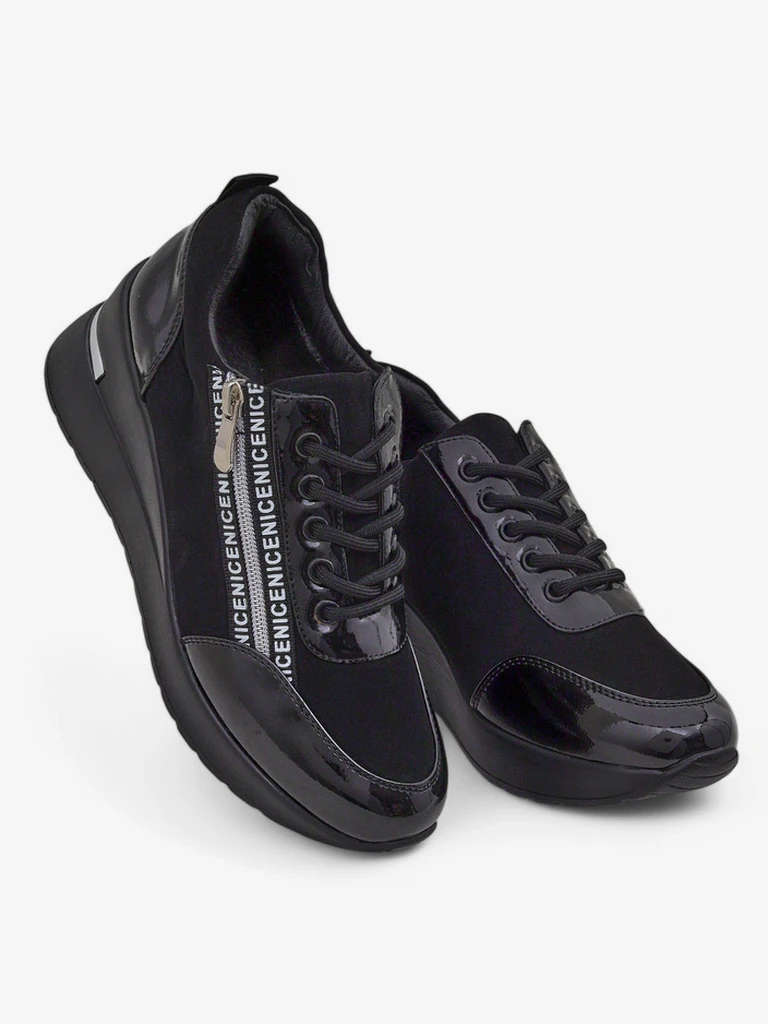 Черни дамски сникърси на платформа Calista Nero – елегантност и удобство за всеки ден