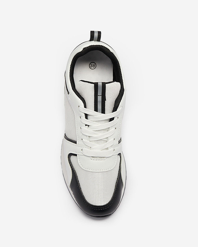 Białe sportowe damskie buty z czarnymi wstawkami Ruby - Obuwie