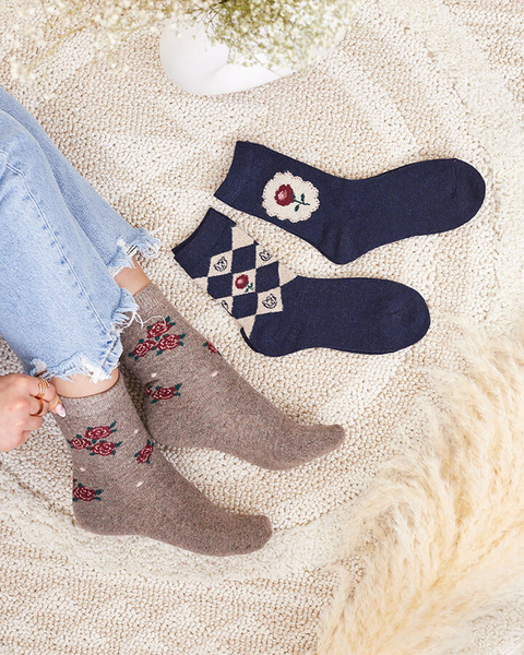 Royalfashion Комплект дамски чорапи с принт 3 броя