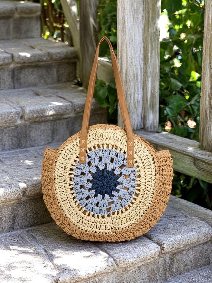 Royalfashion дамска сламена чанта Flora Grande