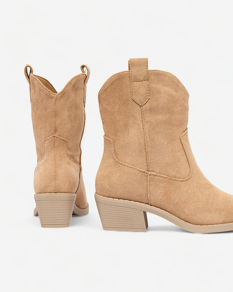 Royalfashion Светлокафяви дамски каубойски ботуши с изолация Bronco