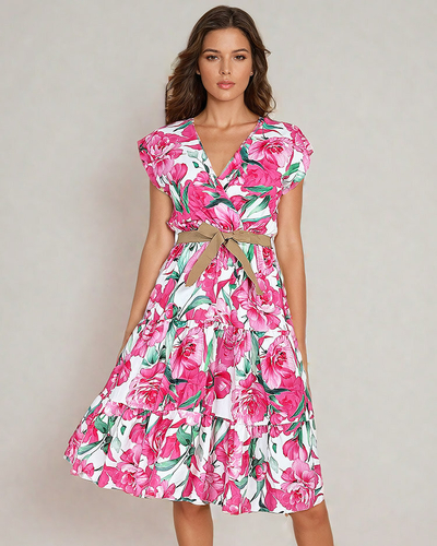 Royalfashion Дамска миди рокля с флорални мотиви