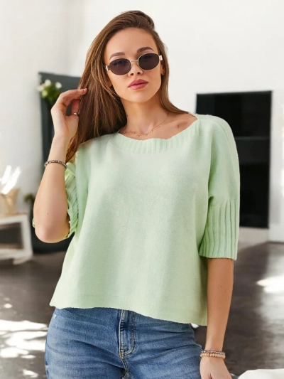 Royalfashion дамски вълнен пуловер с къси ръкави