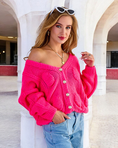 Royalfashion Дамски плетен пуловер с копчета