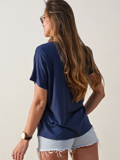 Блуза от вискоза за жени с къс ръкав и блестящо покритие